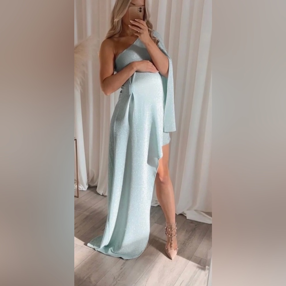 Blue Maternity High-Low dress